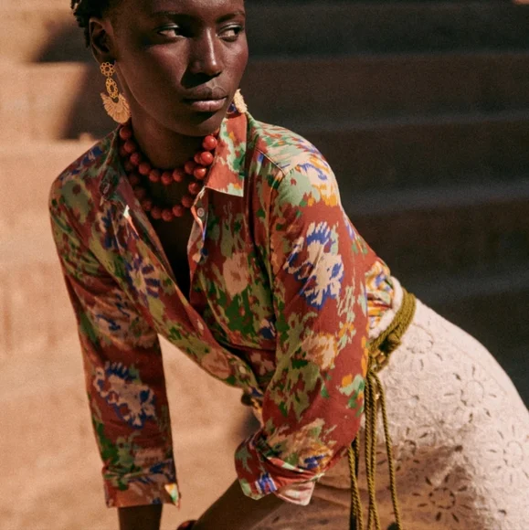 Sezane Pierro Multicolor Button Down Shirt - Picture 2 of 9